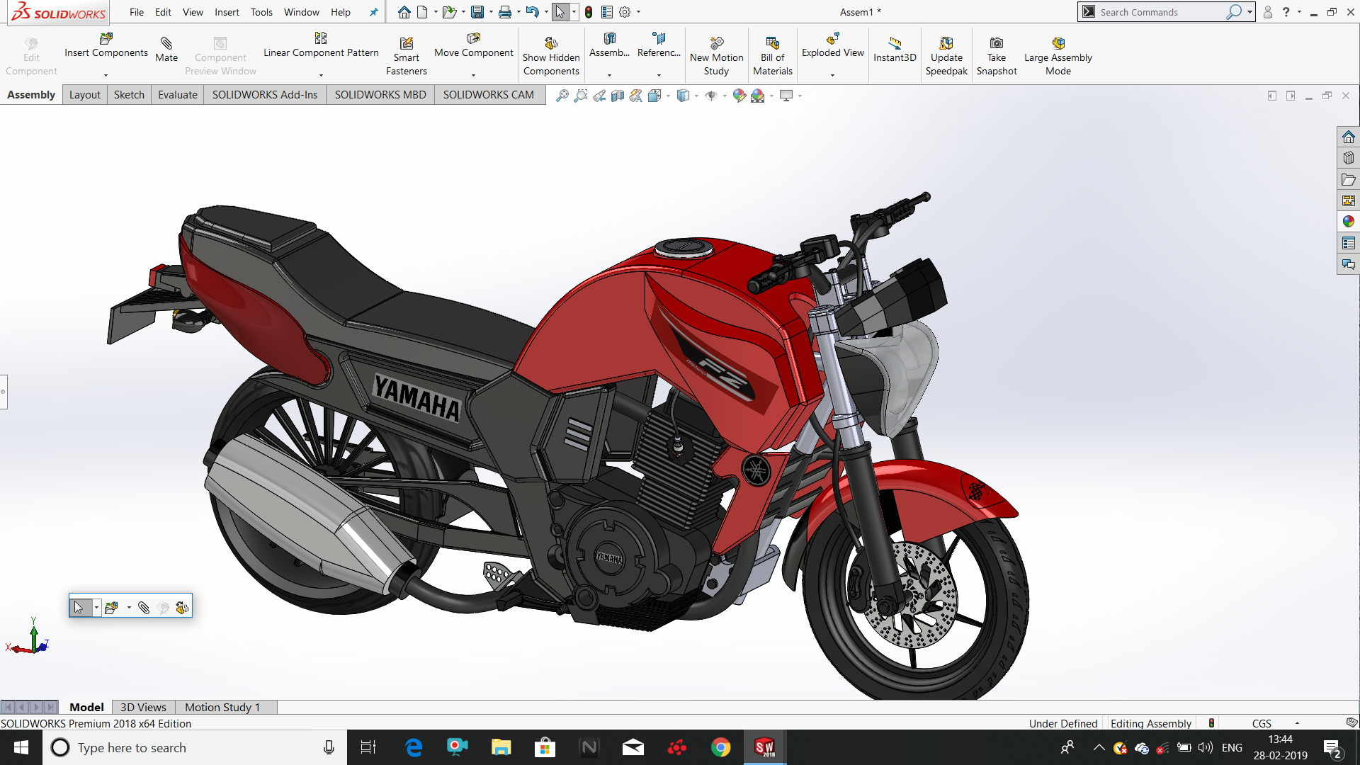 FZ16 BYSON摩托车模型3D图纸 IGS格式